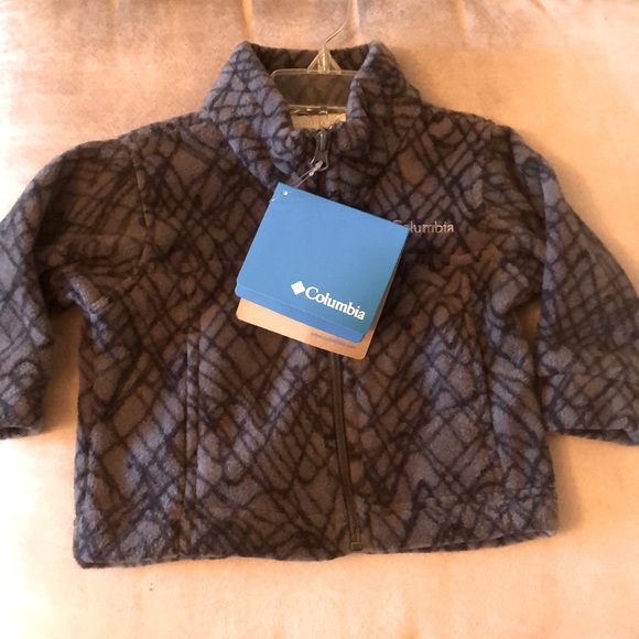 Columbia Other - NWT Columbia Fleece Gray Black Zipper Jacket Sz 12M Unisex Baby Boy Girl